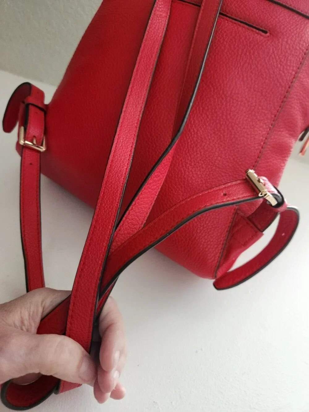 New Michael Kors Red Leather Backpack